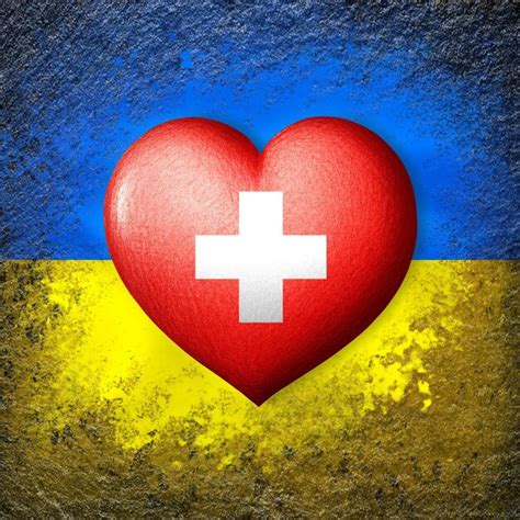 Premium Photo Flags Of Ukraine And Switzerland Flag Heart On The