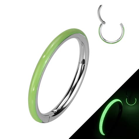 Piercing Clicker Ring Met Buitenzijde Glow In The Dark Groen