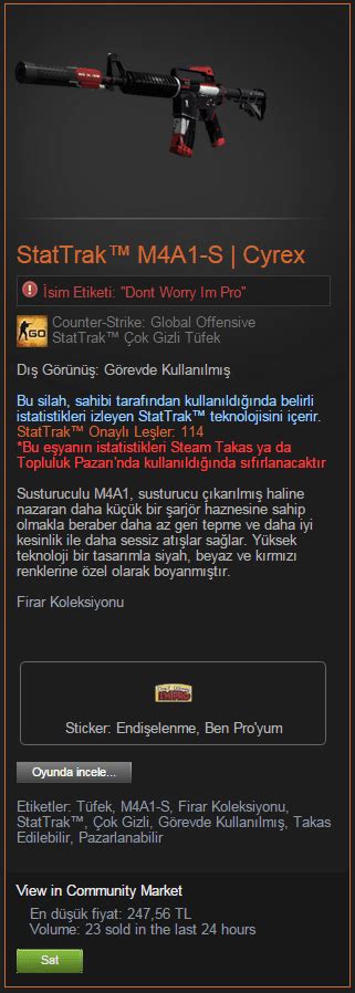 Satılık Counter Strike Global Offensive İtem Technopat Sosyal