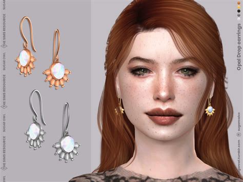 Sims 4 Accessories Female Earrings Opal Drop Emily Cc Finds