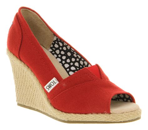 Lyst Toms Wedge Peeptoe In Red