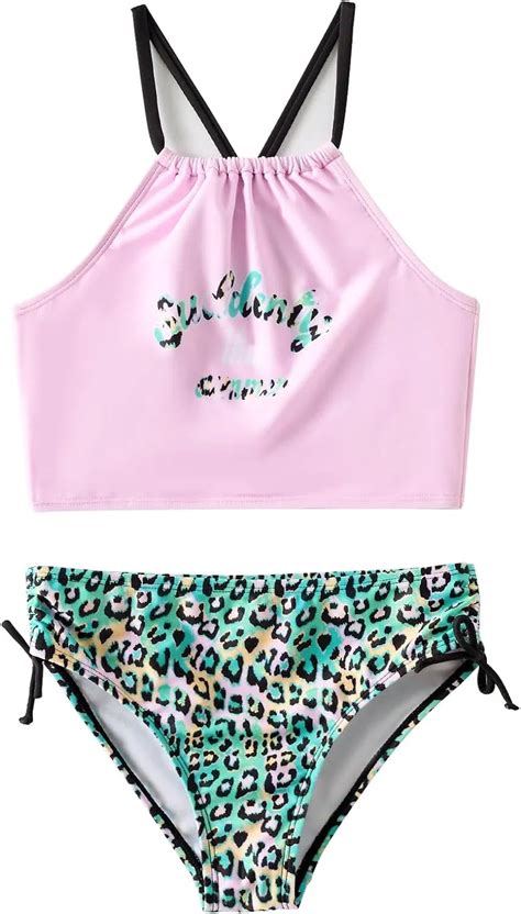 Girls Swimsuits Two Piece Bikini Set Strap Cross Tankini Bathing Suit China Beach Wear And