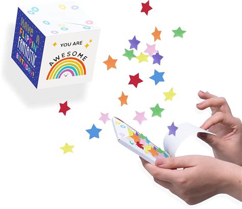 Boomf Bomb Happy Birthday 3d Exploding Card Cube With Surprise Confetti Pop Rainbow Amazon