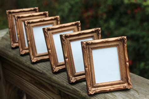 Set Of 6 Mini VINTAGE STYLE FRAMES Bronze Copper Gold Brown