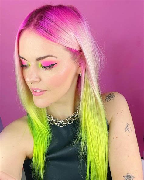 Neon Pink And Green Hair Diy Hair Dye With Lunar Tides