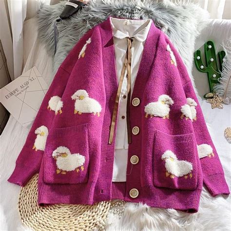 Cute Sheep Cardigan Sweater In 2021 Knitting Women Cardigan Knit