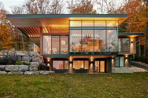 Modern Lakeside Cottage With Douglas Fir Wood Ceilings And Large Roof