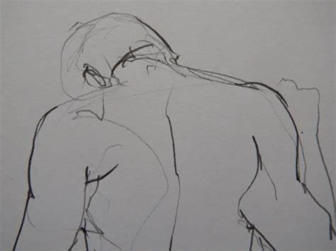 Expressive Pencil Sketch Drawing Of A Male Nude Back View Of A Standing