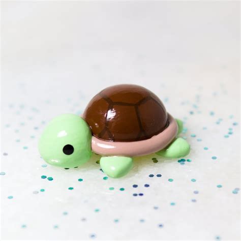 Sea Turtle Figurine Polymer Clay Sculpture Cute Desk Accessories Desk ...