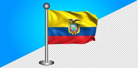 3d Bandeira Do Equador Fundo Transparente PSD Premium