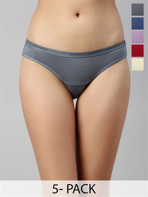 Buy Enamor Pack Of 5 Assorted Anti Microbial Bikini Briefs Briefs For Women 27174586 Myntra