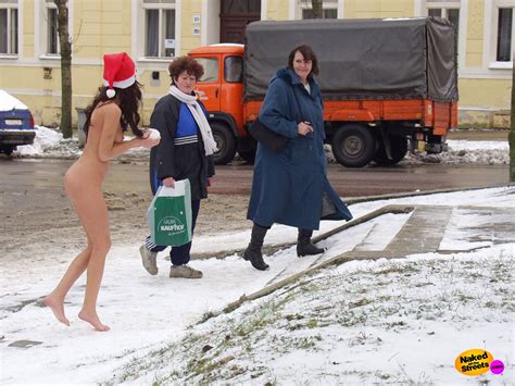 Naughty Brunette Has Fun Walking Naked In The Streets NakedOnTheStreets