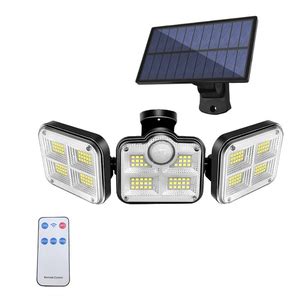 Luminaria Solar Refletor Led 3 Cabeças Sensor Presença Articulavel 3