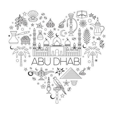 I Love Abu Dhabi Line Art Travel Card Stock Vector Illustration Of