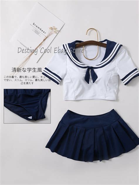 Sailor Suit Bikini Student Women Summer Spring Japan Kawaii Swimwear Monokini Ebay