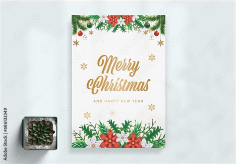 Editable Christmas Greeting Card Layout Stock Template | Adobe Stock