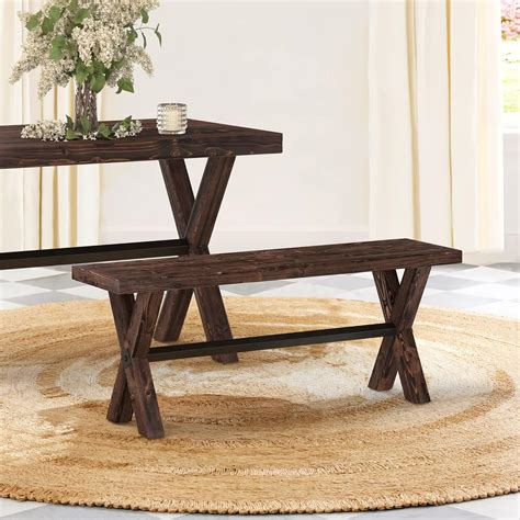 Amazon Lue Bona Inch Dining Bench With Solid Wood Farmhouse