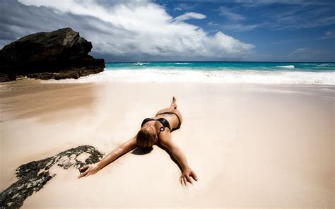 Wallpaper Sunlight Women Model Sea Shore Sand Brunette Beach