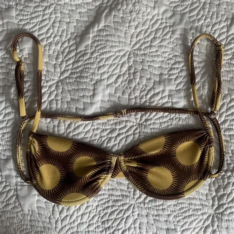 Frankies Bikinis Women S Yellow And Brown Bikini And Tankini Tops Depop