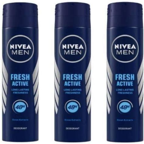 Buy Nivea Men Fresh Active Deodorant Spray Pack Of 3 X 150 Ml 450 Ml