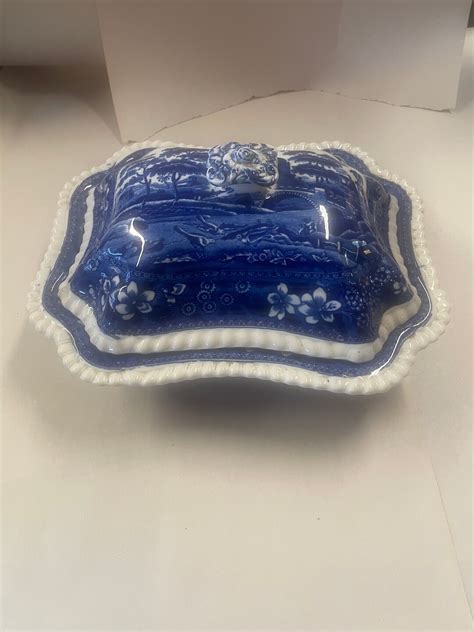 Blue And White Transferware Covered Tureen Copeland Spode Towers