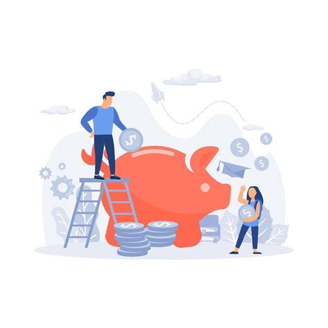 Premium Vector Investment Concept Man Putting Coin In Piggy Bank