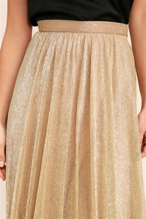 Chic Gold Maxi Skirt Metallic Skirt Metallic Maxi Skirt