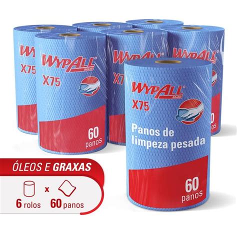 Pano De Limpeza Wypall X75 Plus 60 Panos 42 5 Cm X 28 3 Cm Caixa