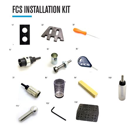 The FCS Complete Installation Kit for FCS plugs for surfboards.