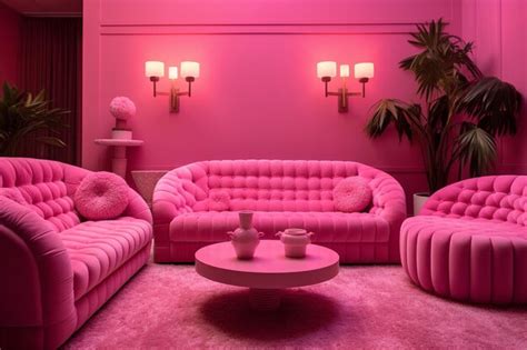 Premium Photo | Pink neon lights in a room