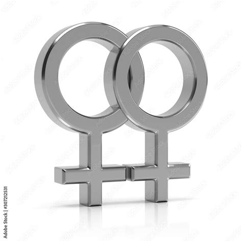 Lesbian Symbol D Render Silver Lesbian Symbol Isolated On White Background Stock Illustration