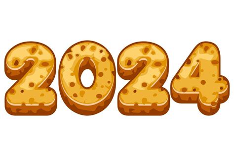 2024 text in gingerbread cookies style. New Year, sweet, dessert ...