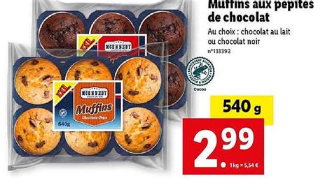 Promo Muffins Aux Pépites De Chocolat Mcennedy chez Lidl iCatalogue fr