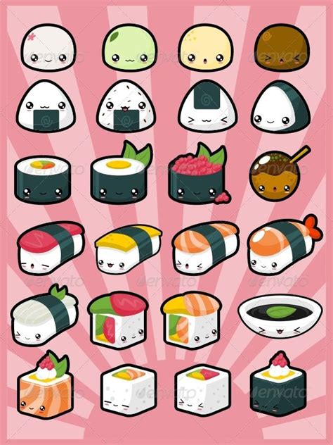 Cute Kawaii Sushi 💕 Cute Kawaii Drawings Kawaii Doodles Cute Drawings