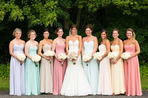 Multi Colored Pastel Bridesmaid Dresses Bruidsmeisjes Bruiloft