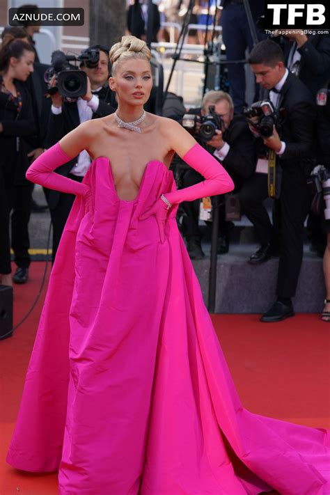 Elsa Hosk Sexy Seen Showing Off Her Tits In A Pink Dress At The Annual Cannes Film Festival AZNude