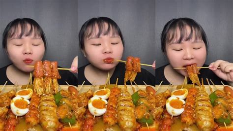 Asmr Mukbang Eating Show Roasted Meatball Vegetable Egg Fried