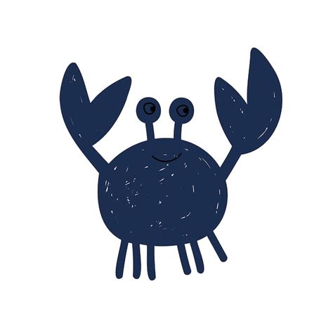 Premium Vector Cute Cartoon Blue Crab Drawing Funny Smiling Crab