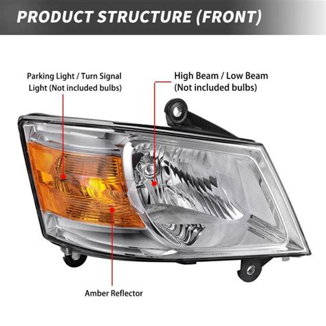 Headlights Headlamps Assembly For 2008 2009 2010 Dodge Grand Caravan