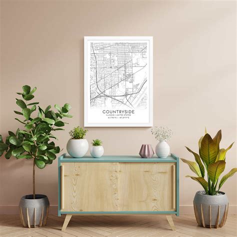 Countryside Illinois Map Poster, Modern Home Decor Wall Art Print ...