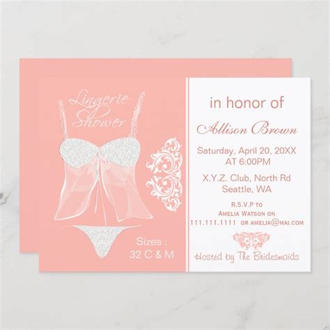Lingerie Shower Bachelorette Party Invitations Zazzle