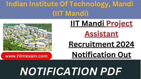 Iit Mandi Project Assistant Recruitment Notification Out Himexam