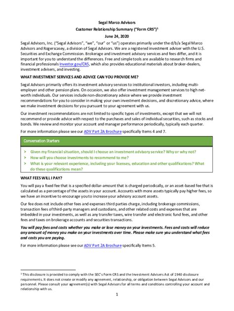 Fillable Online Sec Govsecgform Crs Relationship Summarysec Govform