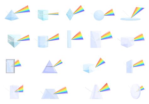 premium vector prism light refraction effect icons set cartoon vector
