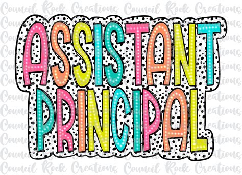 Assistant Principal Png Colorful Dalmatian Dots School Digital File Sublimation Download