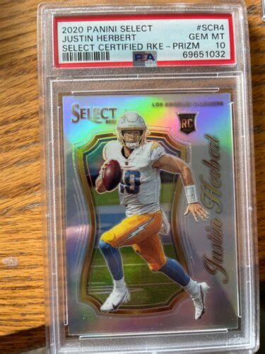 Justin Herbert Psa Rookie Silver Prizms Rc Sp Panini Select