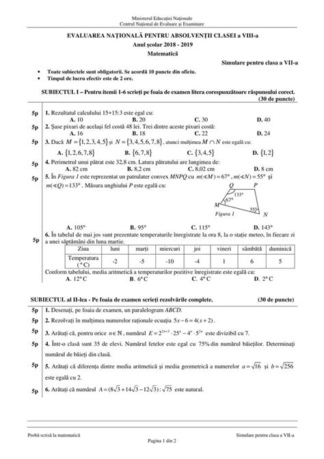 En Viii Model Rezolvat Simulare Matematica Evaluarea Nationala