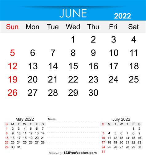 Calendar 2022 Printable June