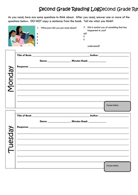 2nd Grade Reading Log Printable Pdf Download