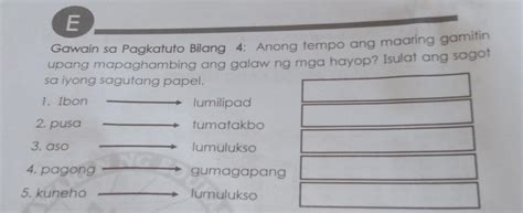 Gawain Sa Pagkatuto Bilang 4 Anong Tempo Ang Maaaring Gamitin Upang